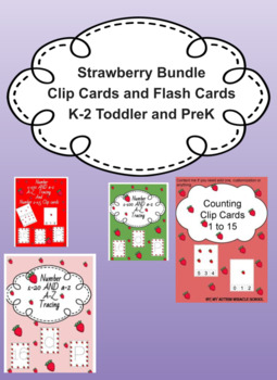 Preview of Strawberry Bundle, Clip Cards, Flash Cards, Montessori busy work printable