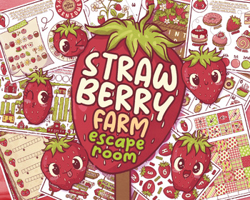 Preview of Strawberry Farm Escape Room | Printable Treasure Hunt for Kids Summer Camp Game