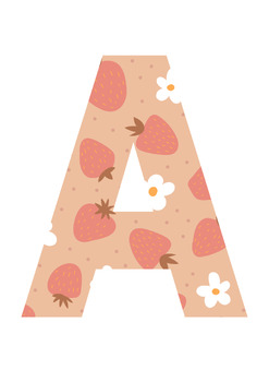 Preview of Strawberry Flowers | A-Z 0-9 Decor | Printable Bulletin Board | Letters Numbers