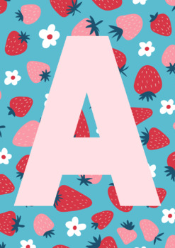 Preview of Strawberry Flowers | A-Z 0-9 | Posters Printable | Letters | Numbers | Decor