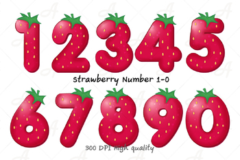 Preview of Strawberry Number 1-0 Clip art