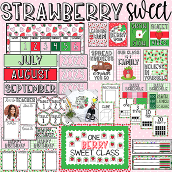 Preview of Strawberry Sweet Fruit Classroom Decor Theme Bundle