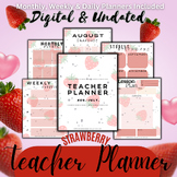 Strawberry Teacher Planner, Undated, Digital, Monthly, Wee