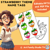 Strawberry Theme Editable Name Tags- PPTX