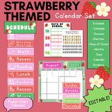 Strawberry Themed Decor Classroom Calendar Set- Editable! 