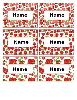 Preview of Strawberry Themed Editable Name Tags Locker Labels Book Bin Cubby for Classroom