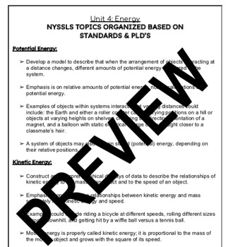 Preview of Streamlined Standards Guide for Educators - NYSSLS Energy Unit 5