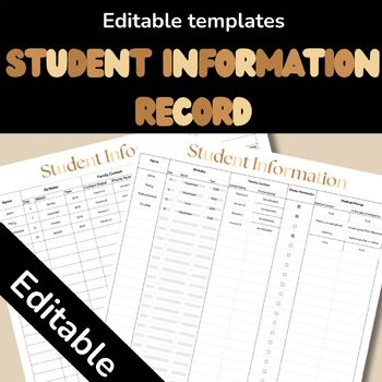 Preview of Streamlined Student Information Record Template - Simplify Classroom Management!