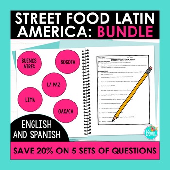 Preview of Street Food Latin America Questions Bundle | Spanish and English Questions