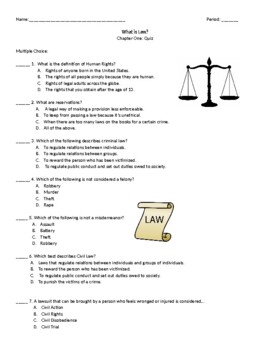 Preview of Street Law: Glencoe Chapter One What is Law? Quiz/Test Assessment