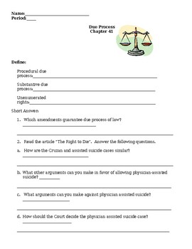 Preview of Street Law: Practical Law 10th Edition  Ch. 41 Due Process Homework
