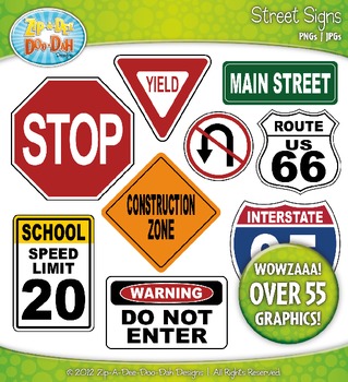 Preview of Street Signs Clipart {Zip-A-Dee-Doo-Dah Designs}