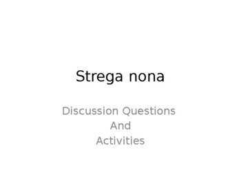 Preview of Strega Nona Discussion Questions and Activities