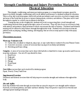 Preview of Strength Conditioning and Injury Prevention Weight room Curriculum/Unit Plan