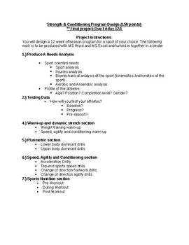 Preview of Strength and Conditioning Program Design Assessment