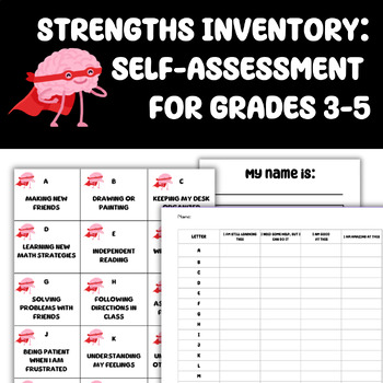 Preview of Strengths Inventory Self-Assessment | Grades 3-5 SEL Activity & Bulletin Board