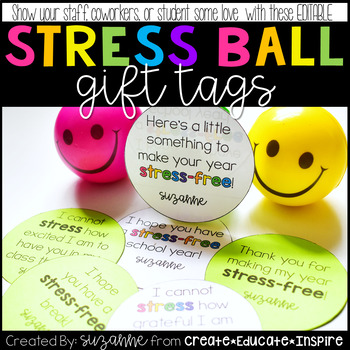 Preview of Stress Ball Gift Tags (EDITABLE)