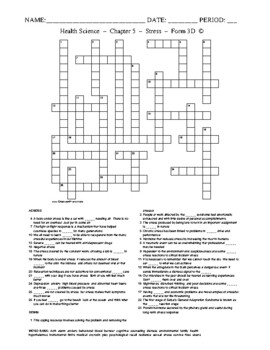 Preview of Stress - Crossword Worksheet with Word Bank - Form 3