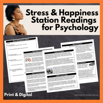 Preview of Stress, Happiness, & Positive Psychology Station Readings: Print & Digital