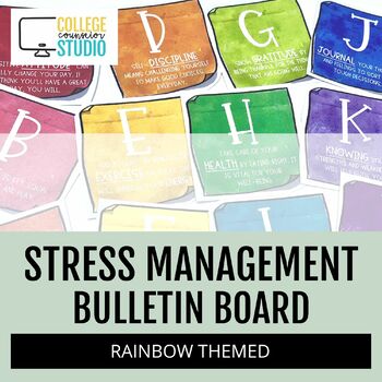 Preview of Stress Management Bulletin Board | Rainbow Theme