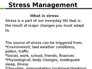 Preview of Stress Management, How to Reduce, Prevent, and Cope with Stress Presentation