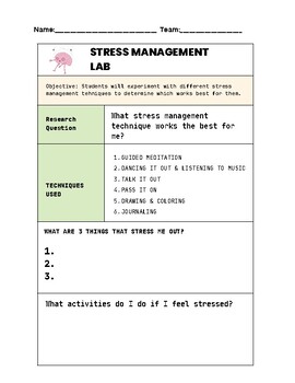Preview of Stress Management Lab