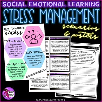 Preview of Stress Management Scenarios and Posters for Social Emotional Learning