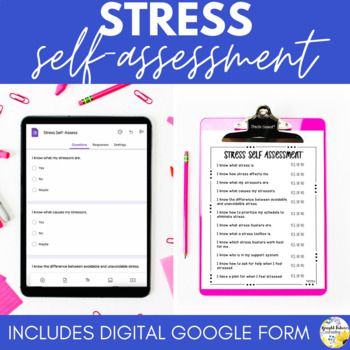 Preview of Stress Management School Counseling Self-Assessment