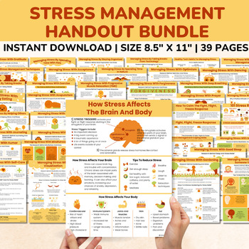 Preview of Stress Management Techniques Handout Bundle-39 Pages-Stress Relief Coping Skills