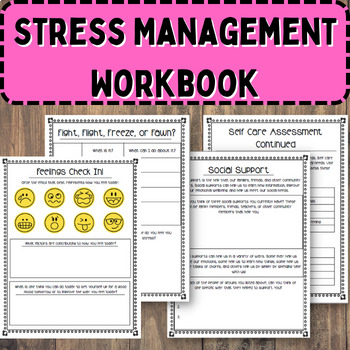 Preview of Stress Management and Self Care Workbook | Social Emotional Learning