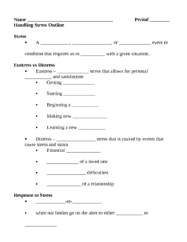 Preview of Stress Notes Outline Lesson Plan