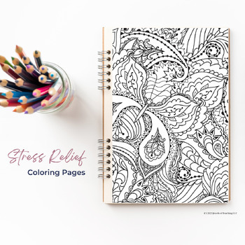 Preview of Stress Relief Coloring Pages for Teens & Teachers Bundle
