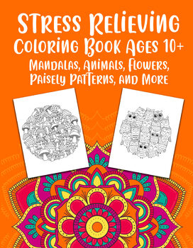 Preview of Stress Relieving Printable Coloring Pages Ages 10+ No Prep Art