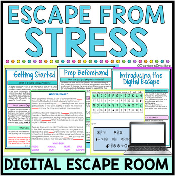 Stress and Anxiety Digital Escape Room SEL Breakout game counseling