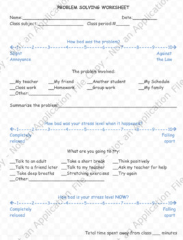 Stress And Problem Solving Worksheet By The School Psychologist Tool Box