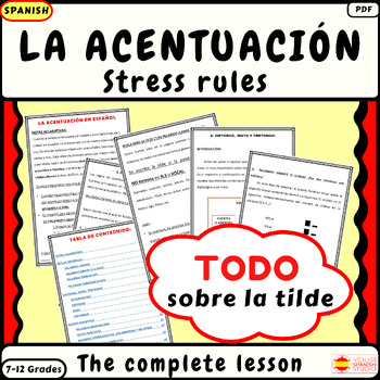 Preview of Spanish accent rules notes Las reglas de acentuación Guía para La tilde