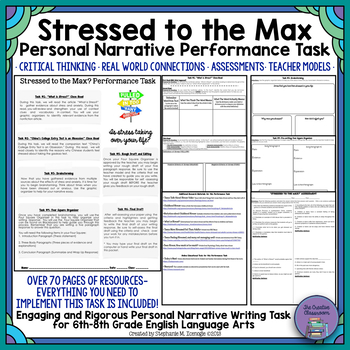 Preview of Stressed to the Max Personal Narrative Performance Task