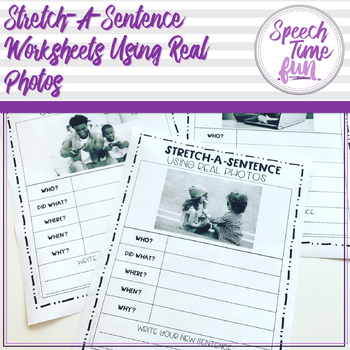 Preview of Stretch-A-Sentence Worksheets Using Real Photos