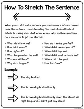 Stretch The Sentence Writing Activities by Rachel K Resources TpT