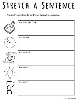 Stretch a Sentence Writing Exercise by eduprintables | TpT