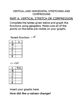 Preview of Stretching and Compressing Graphs - Guided Activity