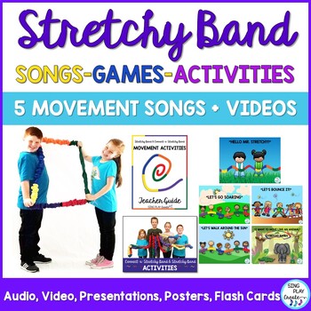 Stretchy Band Songs & Movement Activities BUNDLE: Music, PE, Team Building