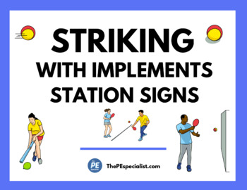 Preview of Striking with Implements Station Activity Signs for PE Class