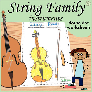 Preview of String Family Instruments Dot to Dot Worksheets | PDF & Digital