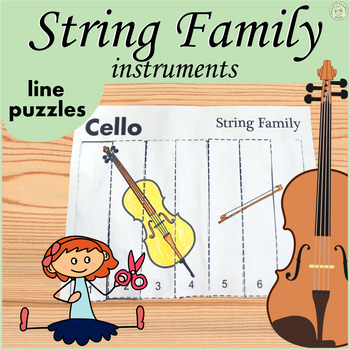 Preview of String Family Instruments Line Puzzles & Coloring Pages