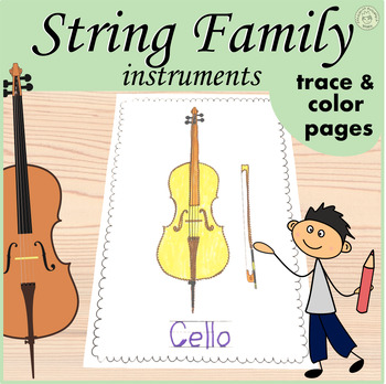 Preview of String Family Instruments Trace and Color Pages | PDF & Digital