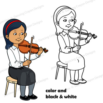 kids playing instruments clipart black and white