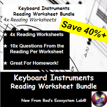 Preview of Keyboard Instruments Reading Worksheet Bundle **Editable**