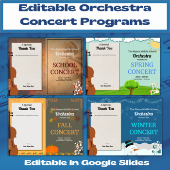 Preview of String Orchestra Concert Program Templates - Editable in Google Slides