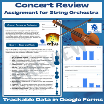 Preview of String Orchestra Concert Review & Reflection Assignment/Tool - Google Form & PDF